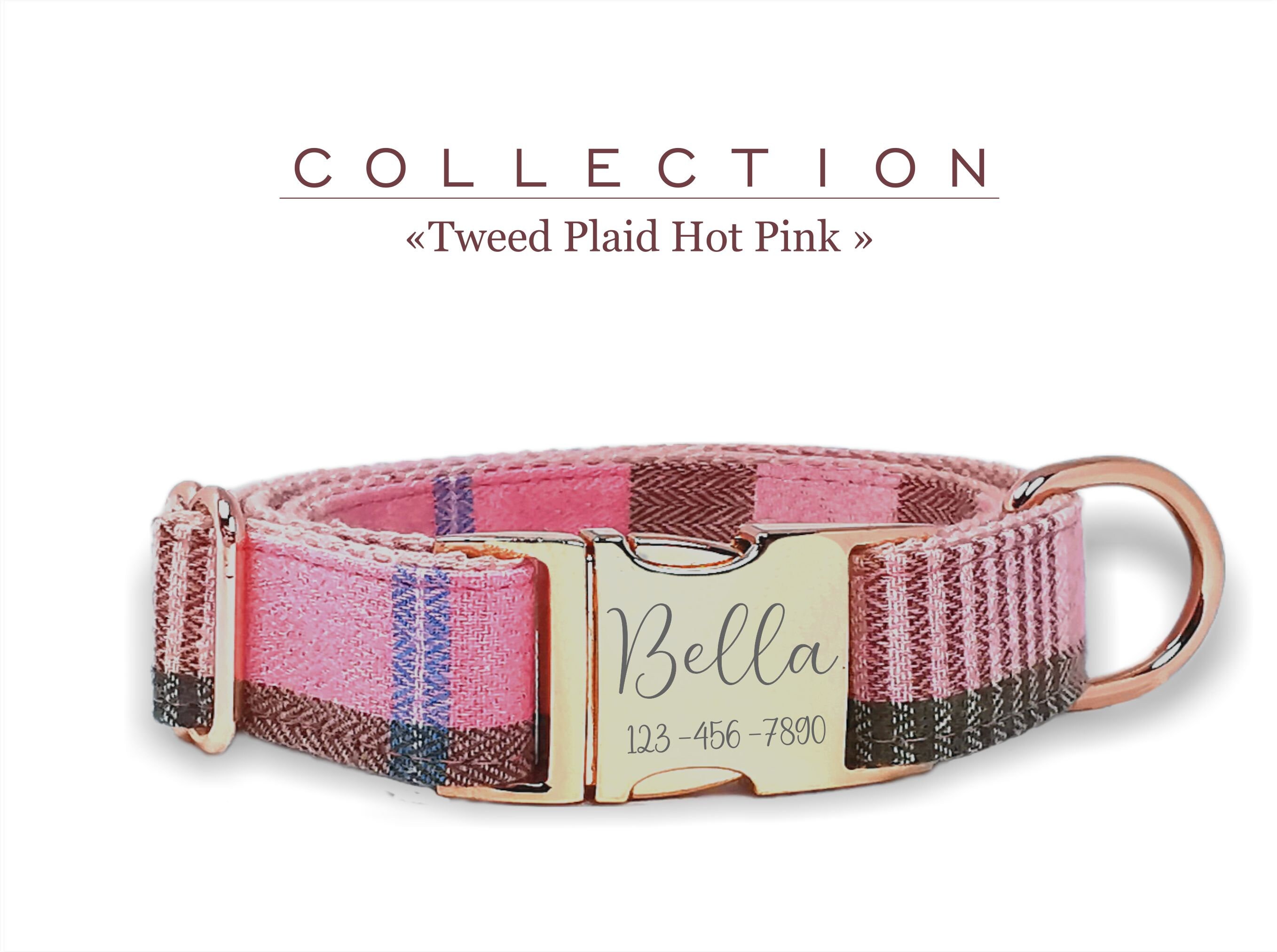 Hot Pink- Luxury Designer Monogram Empreinte Leather Dog Collar