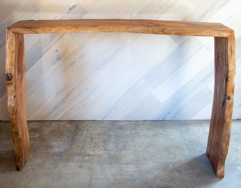 Live Edge Waterfall Reclaimed Avocado Wood Bar Table Standing Etsy