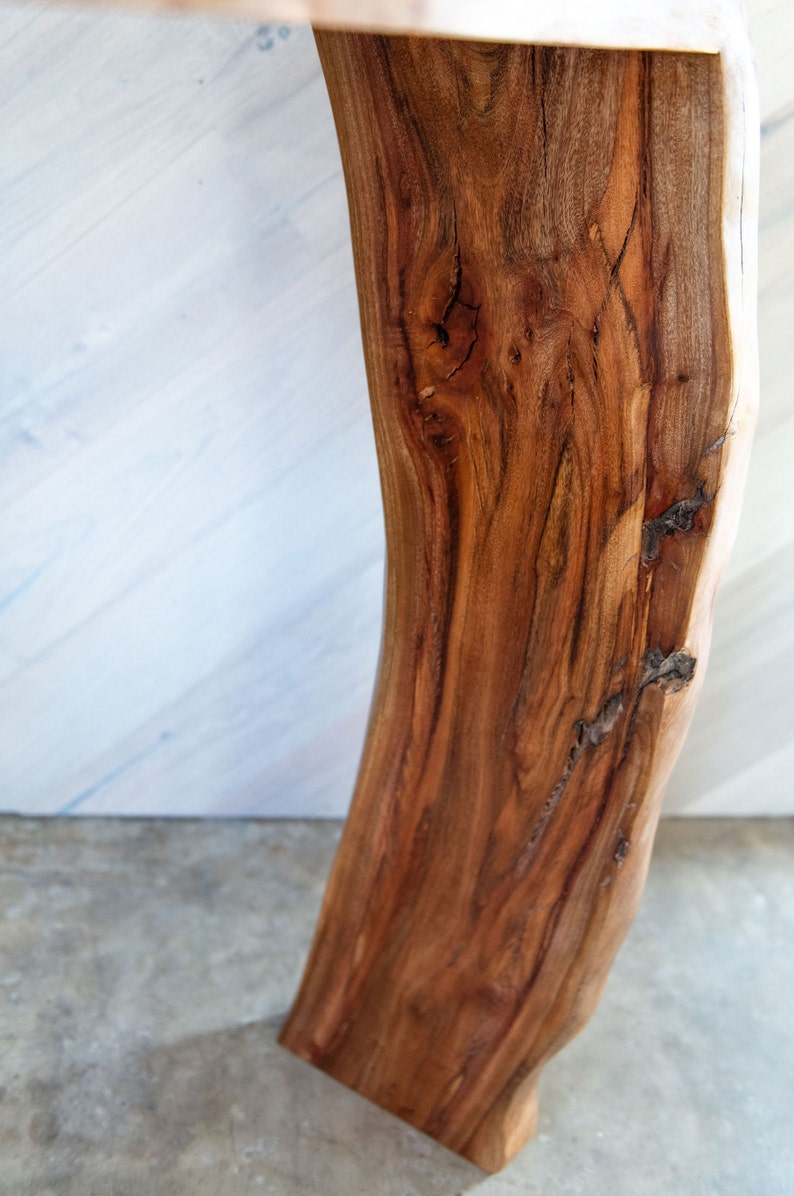 Live Edge Waterfall Reclaimed Avocado Wood Bar Table Standing Etsy