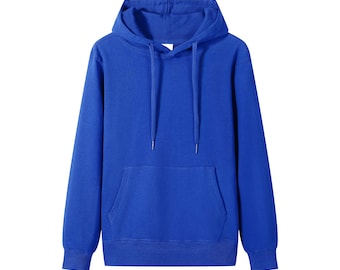 100% Cotton Classic Hoodie ,Loose fit solid color Hoodie, Klein blue Hooded Sweatshirt,Streetwear Drop Shoulder Hoodie,Outdoor Fall Pullover