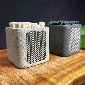 Polished Concrete Match Pot with Strike Paper | Sand Match Holder