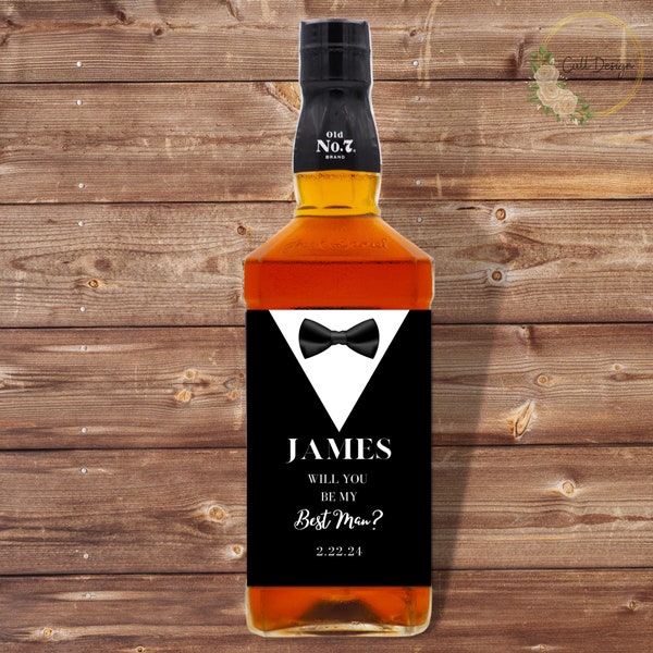 Groomsmen Proposal Whiskey/Wine Bottle Labels Customizable Labels Templates/ Print at Home Groomsman Proposal Card/ Groomsman Bottle Label