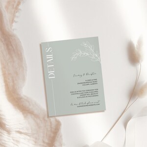 Sage Green Wedding Invitation Suite: Minimalistic Templates Customizable in Canva (Digital Download) image 4