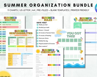 Summer Schedule Printable, Kids Summer Checklist, Printable Summer Planner for Kids, Editable Summer Rules, Summer Chore Chart, Kids Reward