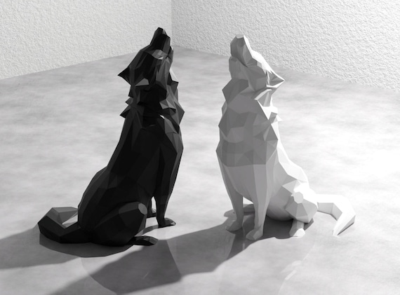 Low Poly Howling Wolf (3D Model File) (.STL)