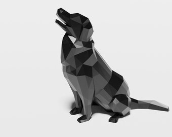 Modelo 3D de perro de baja poligonización, archivo digital, archivo STL, uso privado