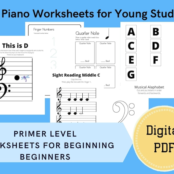 Beginner Piano Worksheets - Etsy