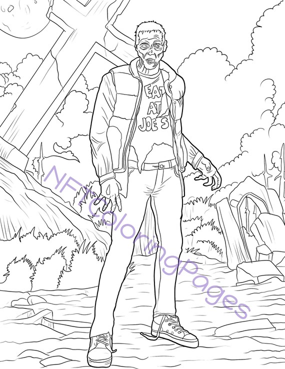 Undead Zombie Printable Coloring Page Kumite 4019 - Etsy