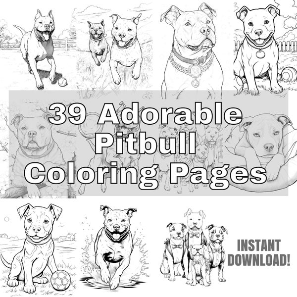 39 Paw-some Pitbull Printable Coloring Pages: Fun-filled Art for Dog Lovers | Instant Download | Original Designs