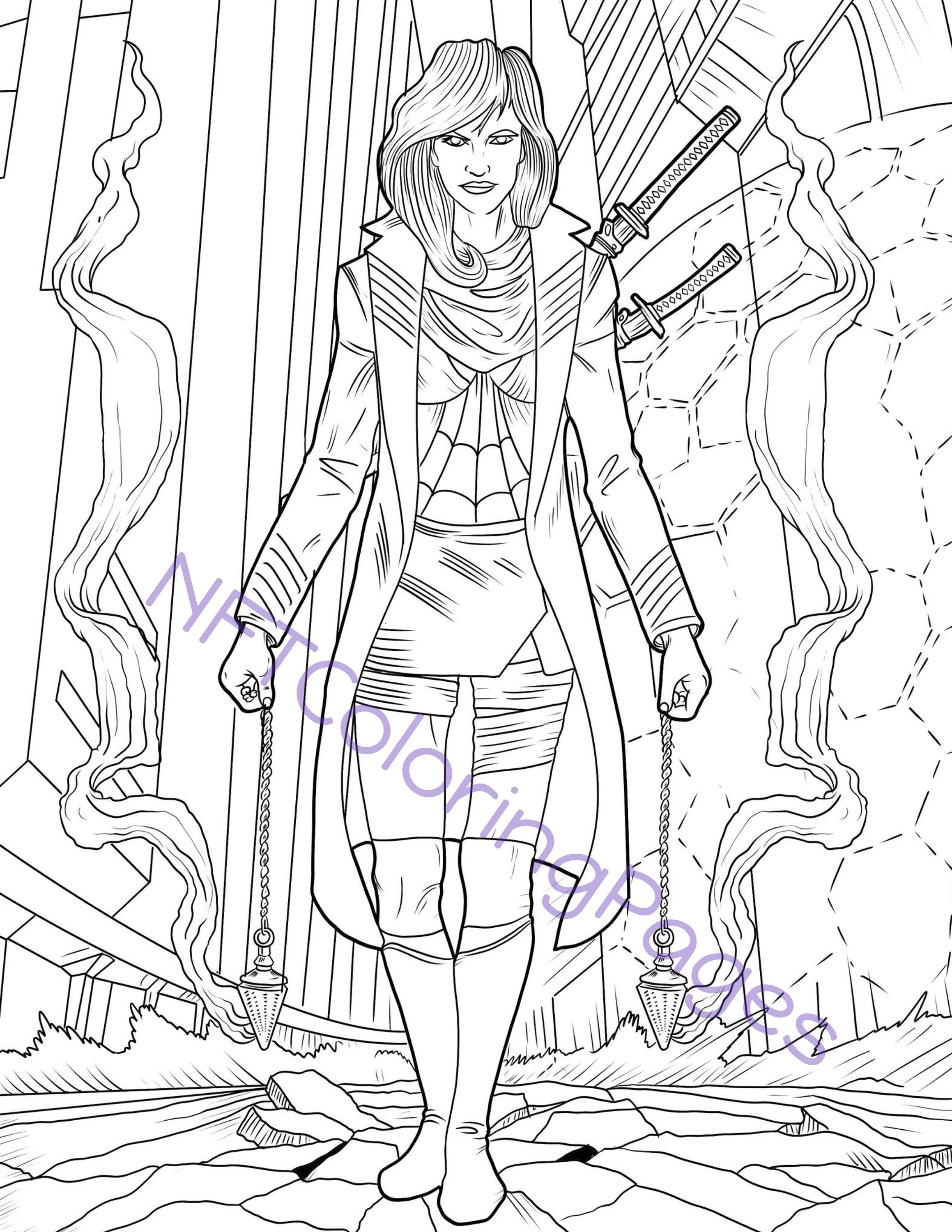 Female Super Villain Printable Coloring Page Kumite 6479 - Etsy