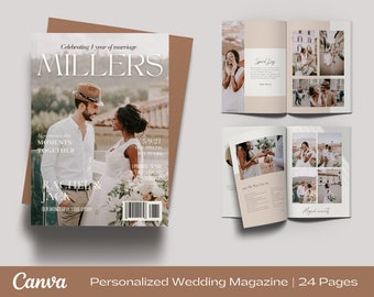 Wedding Magazine, Editable Canva Template, Parents of the Bride Gift, Wedding Anniversary Gift for Couple, Wedding Photo Album
