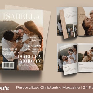 Taufmagazin, Taufgeschenk Mädchen, Taufgeschenk Junge, Taufgeschenk personalisiert, Canva Magazin, personalisiertes Fotoalbum