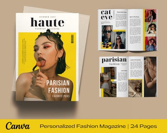 Fashion Magazine, Canva Magazine Template, Gift Idea for Fashionista, Birthday Magazine, 21st Birthday Gift for Her, Custom Photo Album