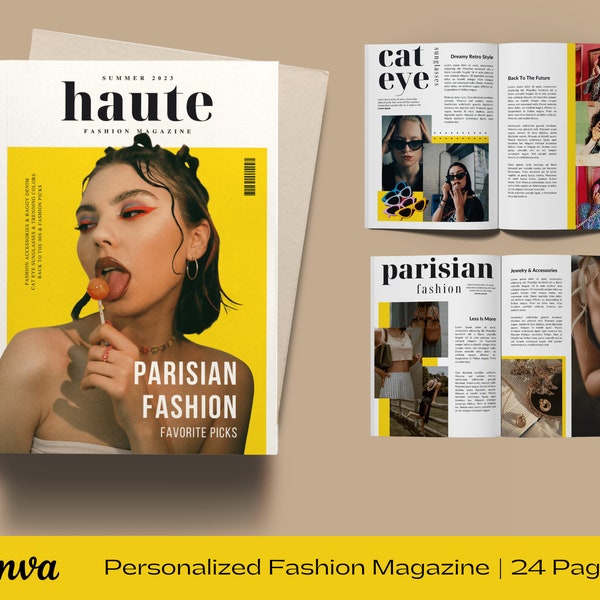 Mode Magazin, Canva Magazin Vorlage, Geschenk Idee für Fashionista, Geburtstag Magazin, Geschenk zum 21