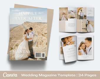 Wedding Magazine Template, 1st Wedding Anniversary Gift, Wedding Photo Album, Printable Paper Anniversary Gift, 2023 Ebook Canva Template