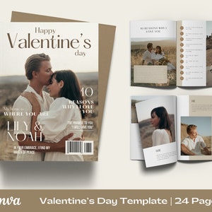 Valentine's Day Magazine, Pre Written Content, Canva Magazine Template, Personalized Couple Gift, Valentine's Day Gift DIY, Photo Album