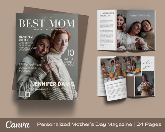 Best Mom Gift, Mother’s Day Magazine, Mothers Day Gift 2023, Mom Birthday Gift, 60th Birthday Gift for Mom, Canva Magazine Template