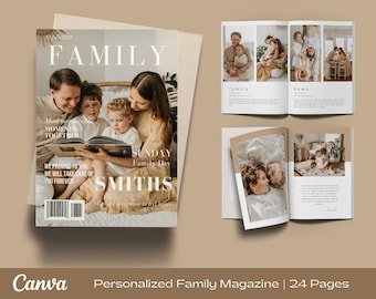 Editable Canva Template for Personalized Magazine, Personalized Gift for Family, Magazine Template, Gift Idea, Instant Download