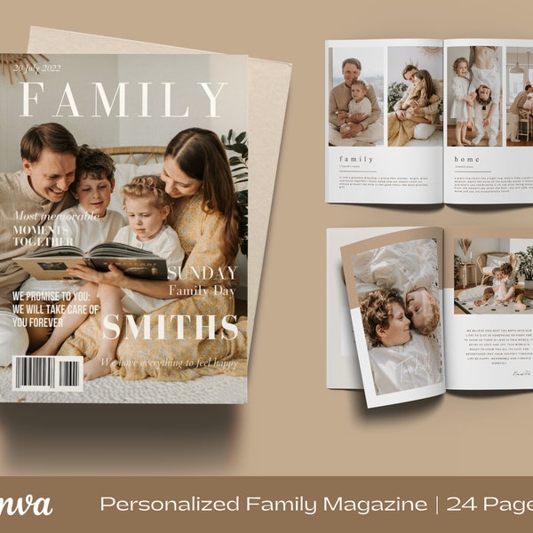 Editable Canva Template for Personalized Magazine, Personalized Gift for Family, Magazine Template, Gift Idea, Instant Download