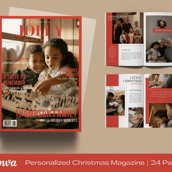 Editable Canva Template for Personalized Magazine, Personalized Christmas Gift, DIY, Magazine Template, Gift Idea, Instant Download