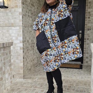 African Print Kimono Jacket Style for Women, Oversized Kimono Duster in African Print, African Ankara Robe for Her, Plus-Size Ankara Top