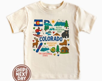 Colorado State Kids Tee, Baby Bodysuit Gift | Colorado Family Vacation | Sweatshirt for kids - Denver, Colorado - Boy or Girl Birthday Gifts