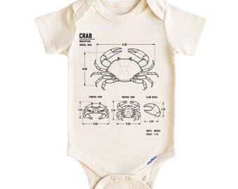 Crab Baby Bodysuit, Ocean Animal Baby Onesie - Newborn Gifs for Boys and Girls