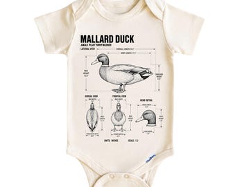 Mallard Duck Baby Onesie®, Duck Baby Outfit, Vintage Duck Baby Bodysuit, Woodland Bird Newborn Gifts