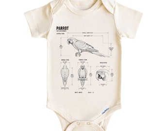 Parrot Baby Onesie®, Bird Lover Baby Outfit, Vintage Parrot Baby Bodysuit, Tropical Bird Newborn Gifts