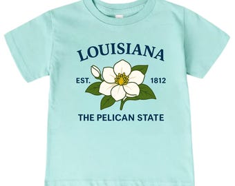 Louisiana Kids Shirt, Pelican State Toddler Tee for Boys Girls, Louisiana Flower Natural Baby Onesie ® Brand Baby Bodysuit