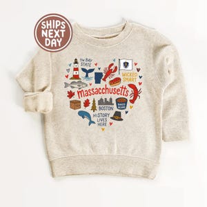Massachusetts State Kids Tee | Baby Bodysuit Gift | Massachusetts Family Vacation Sweatshirt | The Bay State | USA States Gifts for kids