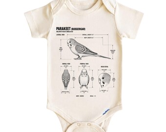 Parakeet Baby Onesie®, Budgie Baby Outfit, Bird Lover Baby Bodysuit, Vintage Bird Newborn Gifts