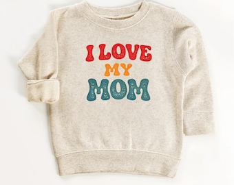 I Love My Mom - Custom Text Vintage Kids Sweatshirt: 1,2,3,4,5,6,7 Years Boys or Girls - Retro Baby Bodysuit or Kids Shirt
