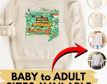 North Carolina Vacation Tshirt: Boy or Girl South Carolina State sweatshirt for kids, family trip gift - Baby Newborn to 2XL
