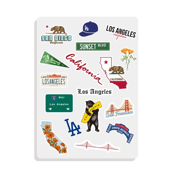 California Sticker Sheet | Bullet Journal Stickers – Los Angeles Travel Stickers 5x7''