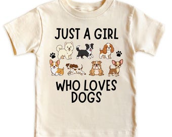Girls Dog T-Shirt: Just a Girl Who Loves Dogs, Sweatshirt for Kids, Dog lover shirt, new puppy owner gifts