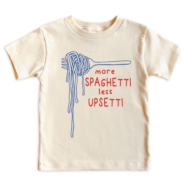 Cool sweatshirt for kids: More Spaghetti Less Upsetti, Funny Food Baby Gifts Bodysuit, Italian paisan Kids Shirt, Foodie, Pasta, Cannoli
