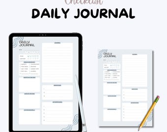 Daily Journal and Checklist | Mood and Habit Tracker (Digital PDF)