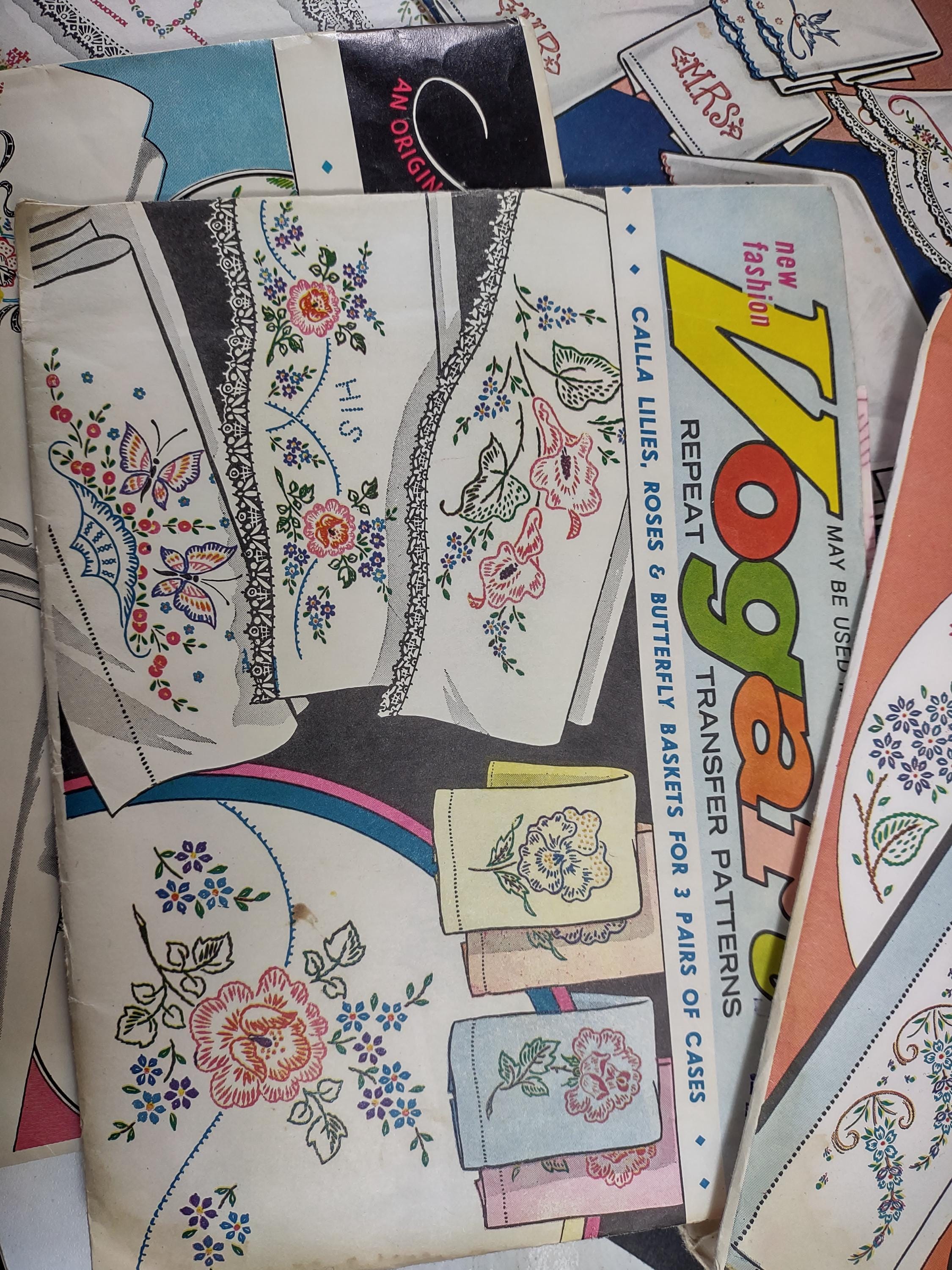 Vintage Vogart Repeat Transfer Patterns HUGE LOT of Transfers Floral ...