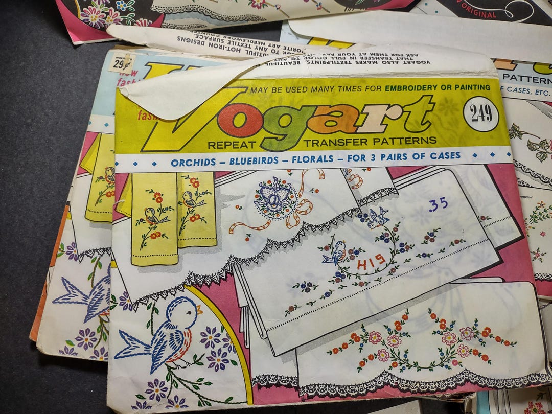 Vintage Vogart Repeat Transfer Patterns HUGE LOT of Transfers Floral ...