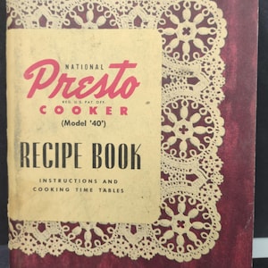 Vintage Presto Pressure Cooker Recipe Book Model 40 | 1940s Presto Manual | Presto Cook Time Guide | Retro Pressure Cooker Cookbook