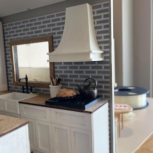 Dollhouse modern kitchen stove hood 1/12 scale skinny style