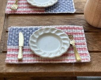 Dollhouse 4th of July placemats cotton printed fabric mini table setting patriotic
