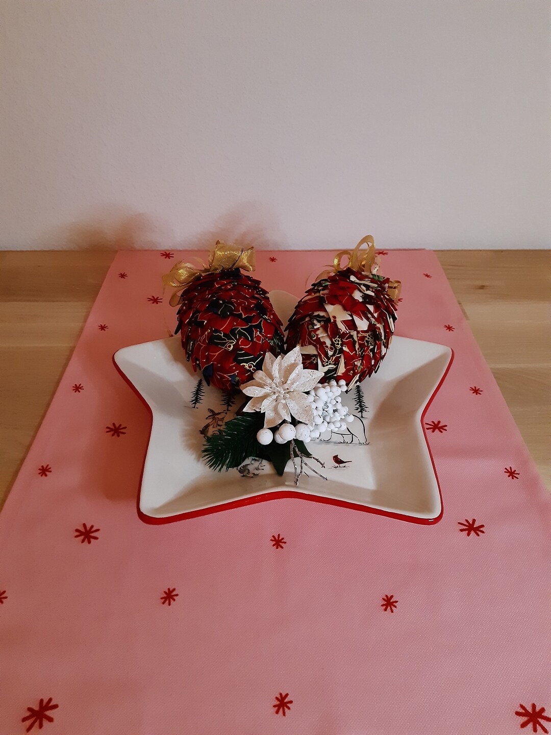 Folded Fabric Pinecone Quilted Ornaments Christmas Ornament Etsy