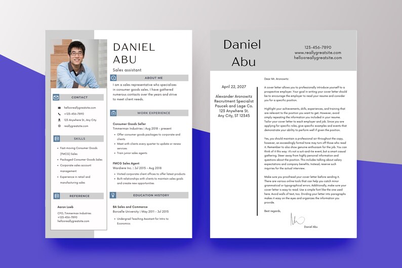 Resume Template Cover Letter Template Cv Template Resume Etsy