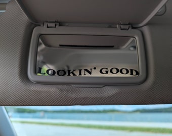 LOOKIN' GOOD, Car Sun Visor Mirror Decal, 2 pieces 5in x 0.5in