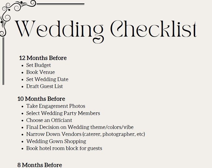 Wedding Planning Checklist Etsy