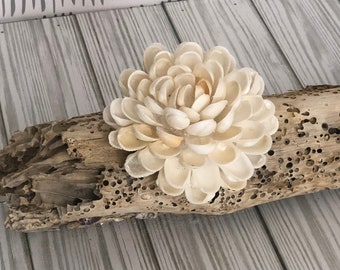 Handmade Shell Forever Flowers with White Arc Shells, Shell Art, Coastal Decor, Seashell Centerpiece, Beach House Decoration, Bowl Filler