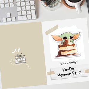 Printable Birthday Card | Instant Download Card | Baby Yoda Grogu In Cake Card | Birthday Card Design | Printable Card Digital Download