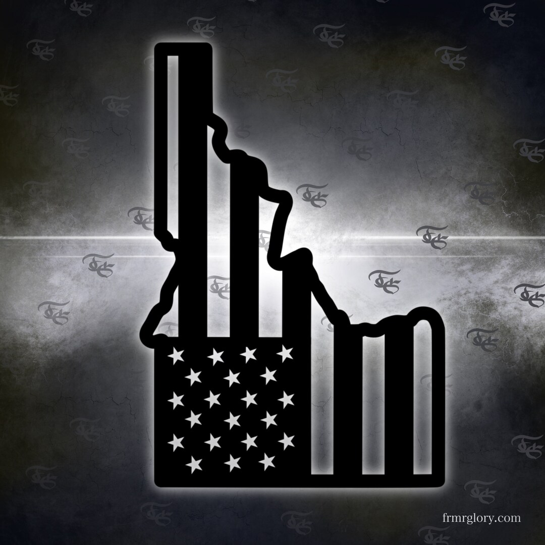 Idaho State Map Outline American Flag Patriotic Sticker Decal for Your ...